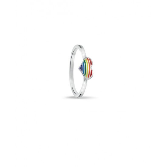 Bellini Zilveren ring regenboog hartje MAAT 15 - 45662
