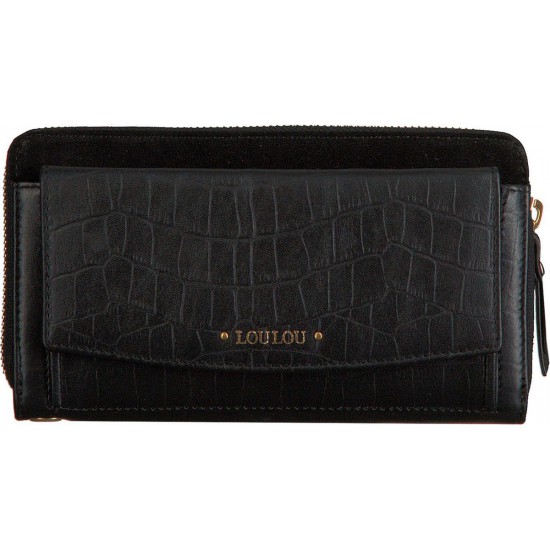 Lou Lou Essentiels Portemonnee Classy Croc Wallet black - 47315