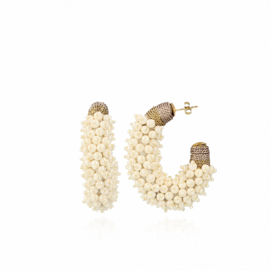 LOTT. Gioiellii LUNA GLASSBERRY CREOLE SILK COMBI OVAL L PEARL Goudkleurig - 47177