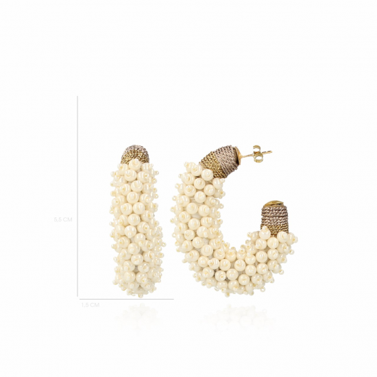 LOTT. Gioiellii LUNA GLASSBERRY CREOLE SILK COMBI OVAL L PEARL Goudkleurig - 47177