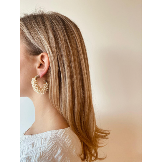 LOTT. Gioiellii LUNA GLASSBERRY CREOLE SILK COMBI OVAL L PEARL Goudkleurig - 47177