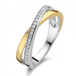 Rosa di luca Zilveren Ring met zirkonia & goudkleur Maat 18 - 46140