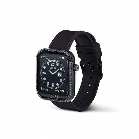 OPS!SMART Smartwatch CALL LOVE DIAMONDS Zwart met Blauwe zirkonia OPSSW-37 - 54741
