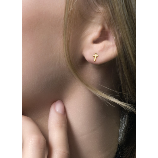 Blush Oorknoppen Geelgoud kruis 5,8mm 7252YGO - 46425