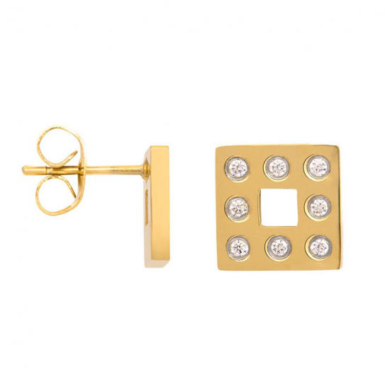 iXXXi Ear studs Design Square Goudkleur 8mm - 49259