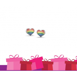 Bellini Zilveren oorknopjes regenboog hartjes - 45728