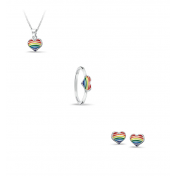 Bellini Zilveren oorknopjes regenboog hartjes - 45728