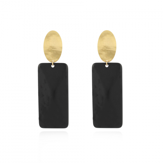 LOTT. Gioielli CHELSEA RESIN RECTANGLE L BLACK OPAL Goudkleurig - 46509