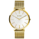 ZINZI Retro horloge witte parelmoer wijzerplaat en geelgoudkleurige stalen kast stalen mesh band geelgoudkleurig 38mm extra dun ZIW448M - 52602