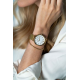 ZINZI Retro horloge witte parelmoer wijzerplaat en geelgoudkleurige stalen kast stalen mesh band geelgoudkleurig 38mm extra dun ZIW448M - 52602
