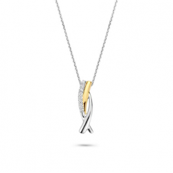Rosa di luca zilv collier met hanger zirkonia en goud kleur 42cm - 47921