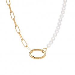 iXXXi Collier Square Chain Pearl Goudkleurig 45CM - 48065