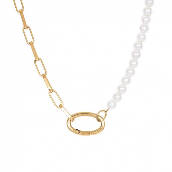 iXXXi Collier Square Chain Pearl Goudkleurig 45CM - 48065