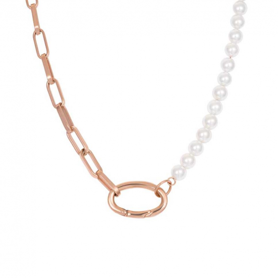 iXXXi Collier Square Chain Pearl rosekleurig 45CM - 48066