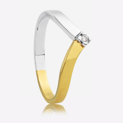 Eclat goud 585 Bi-coler ring met 1X dia 0.03crt - 46972