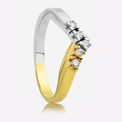 Eclat goud 585 Bi-coler ring met 5X dia 0.03crt - 46970