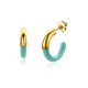 ZINZI gold plated zilveren trendy oorsieraden 16mm half emaille turquoise ZIO2315T - 52582