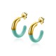 ZINZI gold plated zilveren trendy oorsieraden 16mm half emaille turquoise ZIO2315T - 52582