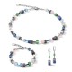 Coeur de Lion Necklace GeoCUBE® Swarovski® Crystals & Gemstones blue-green 42+6 cm - 48340