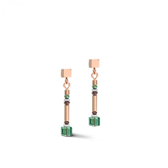 Coeur de Lion Earrings GeoCUBE® shades of green-petrol 2,8 cm - 48367