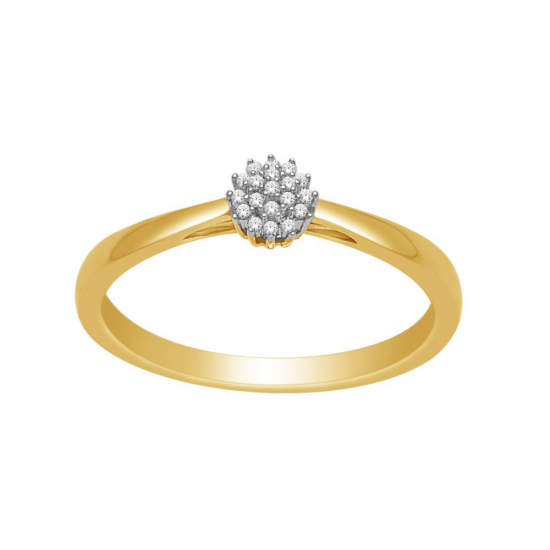 ECLAT Rozetring 0.10 CRT tw-si diamand 14krt Maat 18,5 - 54920