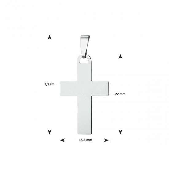 Zilveren hanger kruis plaat 22 x 15,5mm - 48430