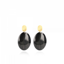 LOTT Gioielli ZWARTE OORBELLEN SIRIUS OVAAL S Goudkleurig - 48463