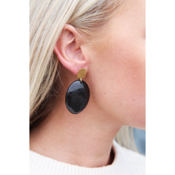 LOTT Gioielli ZWARTE OORBELLEN SIRIUS OVAAL S Goudkleurig - 48463