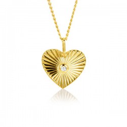ZINZI gold plated zilveren hanger hart met zonnestralen en witte zirconia 20mm ZIH2305 (exclusief ketting geprijsd) - 52577