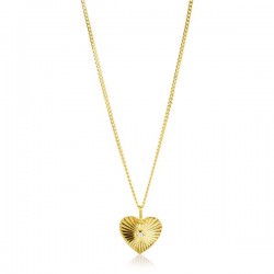ZINZI gold plated zilveren hanger hart met zonnestralen en witte zirconia 20mm ZIH2305 (exclusief ketting geprijsd) - 52577