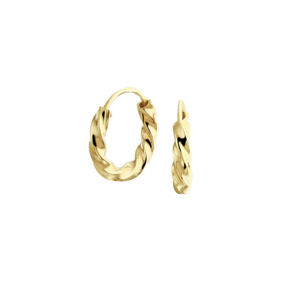 Gouden oorringen gedraaide buis 11mm - 48745