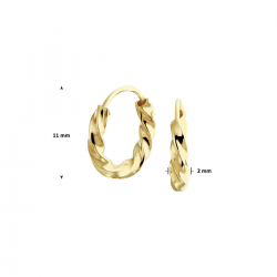 Gouden oorringen gedraaide buis 11mm - 48745