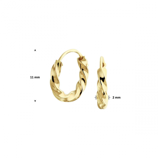 Gouden oorringen gedraaide buis 11mm - 48745