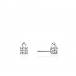 ANIA HAIE  Zilver Padlock Sparkle Stud Earrings 0,50cm - 48790