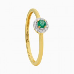 ECLAT 14krt Geelgoud Ring Smaragd Diamant 0.05crt G-SI - 48893