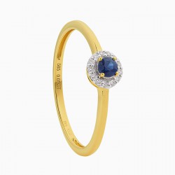 ECLAT 14krt Geelgoud Ring Saffier Diamant 0.05crt G-SI - 48894