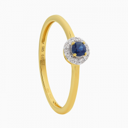 ECLAT 14krt Geelgoud Ring Saffier Diamant 0.05crt G-SI - 48894