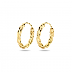Gouden oorringen gedraaide buis 13mm - 48912