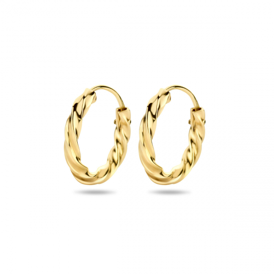 Gouden oorringen gedraaide buis 13mm - 48912