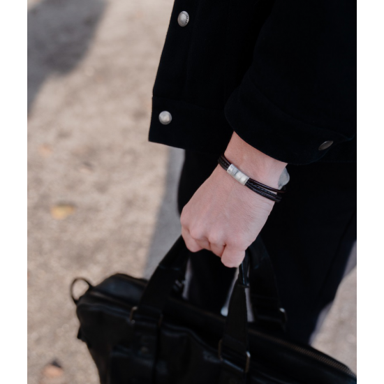 AZE JEWELS Armband DAINTY THREE STRING BLACK 21cm - 49022