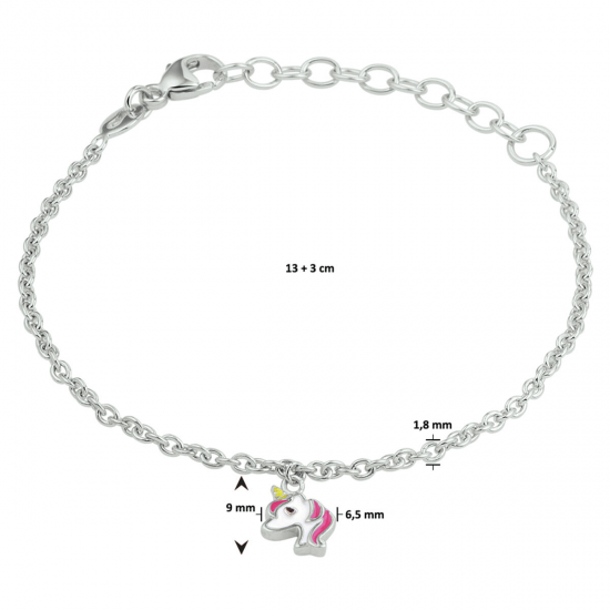 Zilveren kinderarmband eenhoorn 1,8 mm MAAT 13 + 3 cm - 49031