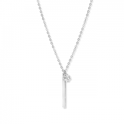 Zilveren Collier met hanger klaver met zirkonia MAAT 40 + 5 cm - 47142