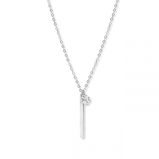 Zilveren Collier met hanger klaver met zirkonia MAAT 40 + 5 cm - 47142