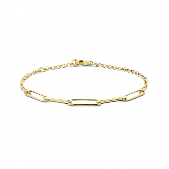 Gouden armband jasseron en paperclip ronde buis 4,0 mm 17 – 19 cm - 49044