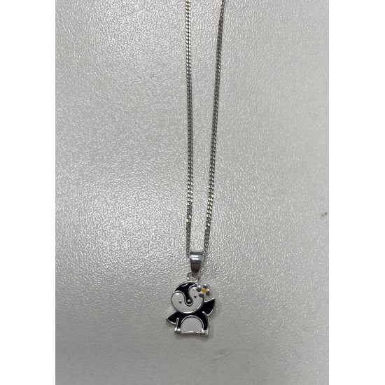 Bellini zilveren kinder collier met Pinguin MAAT 38cm - 49067
