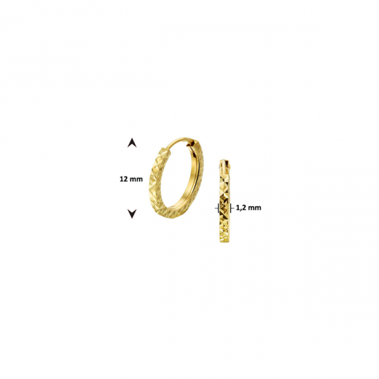 Gouden oorringen gediamanteerd 12mm - 50544