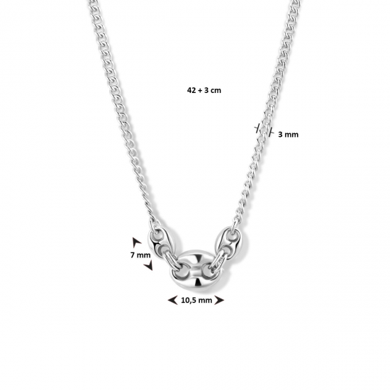 Zilveren collier 10,5 mm 42 + 3 cm - 49803