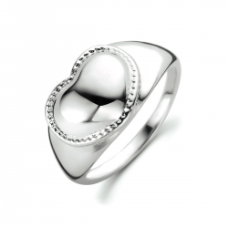 Gerhodineerd 925 zilveren hartjes ring breedte van 10.5mm.  MAAT 16,5 - 49814