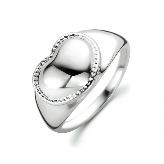 Gerhodineerd 925 zilveren hartjes ring breedte van 10.5mm.  MAAT 16,5 - 49814