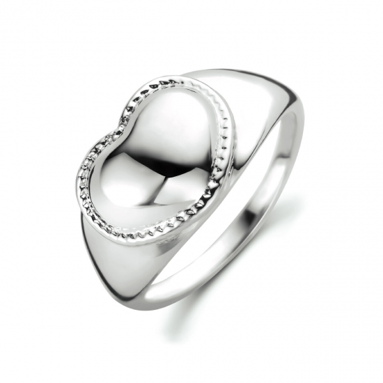 Gerhodineerd 925 zilveren hartjes ring breedte van 10.5mm.  MAAT 16,5 - 49814